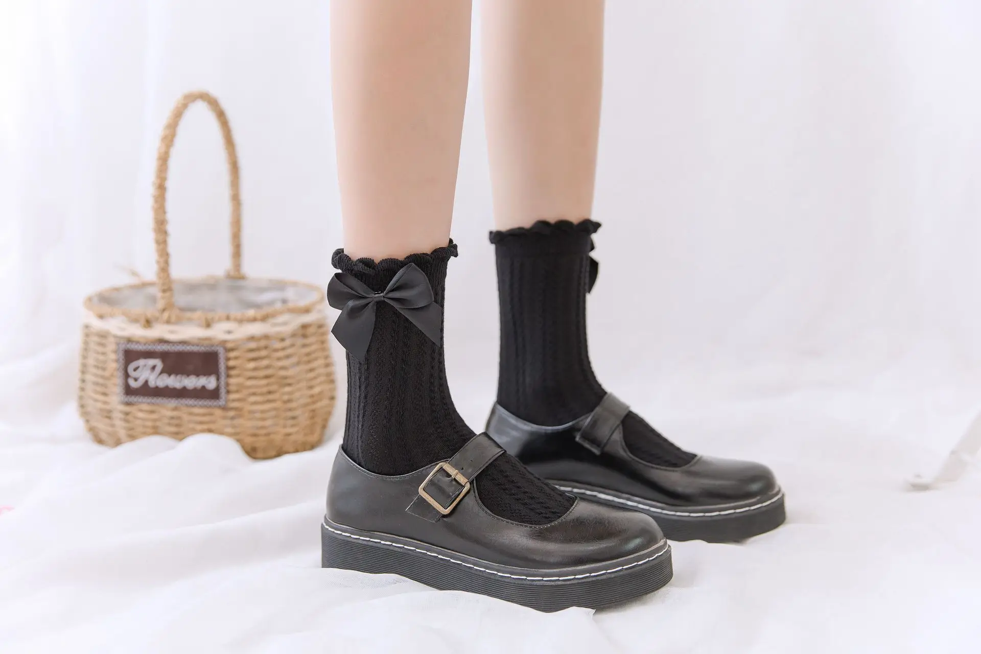 

JK Hosiery Day Bow Lolita Socks Women's Lolita Lolita Leather Hosiery Soft Girl Cotton Hosiery cute socks kawaii socks funny