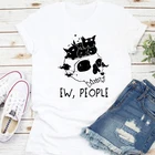 Женская футболка с коротким рукавом Ew People, футболка с изображением кота и черепа, подарок на Хэллоуин, саркастическая женская футболка с интровертом