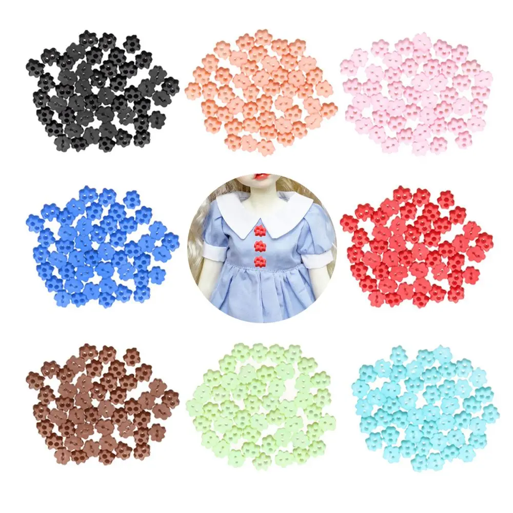 

50Pcs 4mm Toys Doll Sewing Button Cute Flower Mini Buttons For Dolls Clothes Decor Candy Color Handmade DIY Doll Bag Buckles