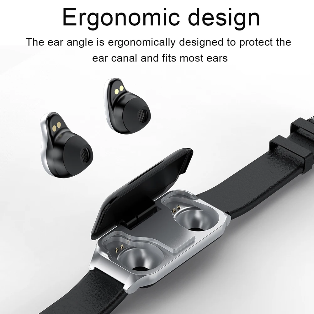 Smart Bracelet Wireless Earbuds 2-in-1 Bluetooth5.0 TWS Earbuds Fitness Health Tracker For iOS 8.0/Android 4.4 With Charging Box