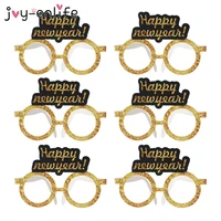 6pcs happy new year glasses paper eyeglasses frame photo booth props new year decoration spring festival party for kids adults