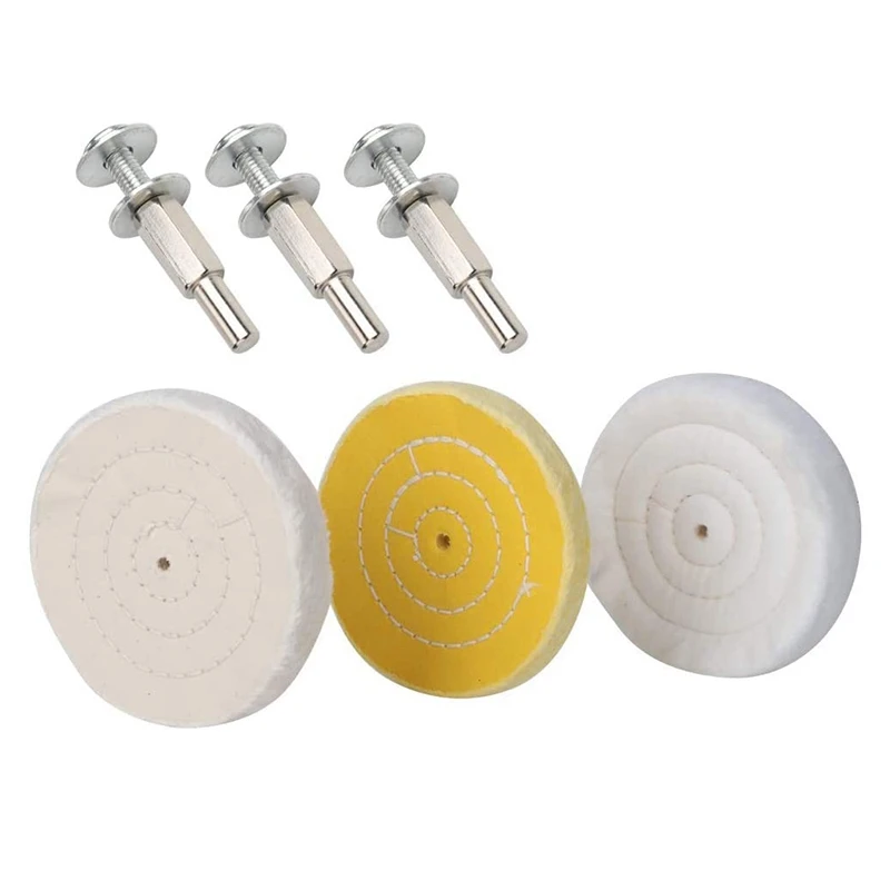 

3Pcs Buffing Polishing Wheel 1/4 Inch Arbor Hole For Bench Grinder Buffer Tool With 1/4 Inch Mandrel For Drill