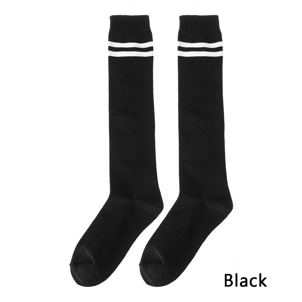 black 1 шт., 9 цветов, милые дышащие эластичные и тонкие гольфы для японских школьниц, хлопковые свободные полосатые длинные носки для женщин - Цвет: black