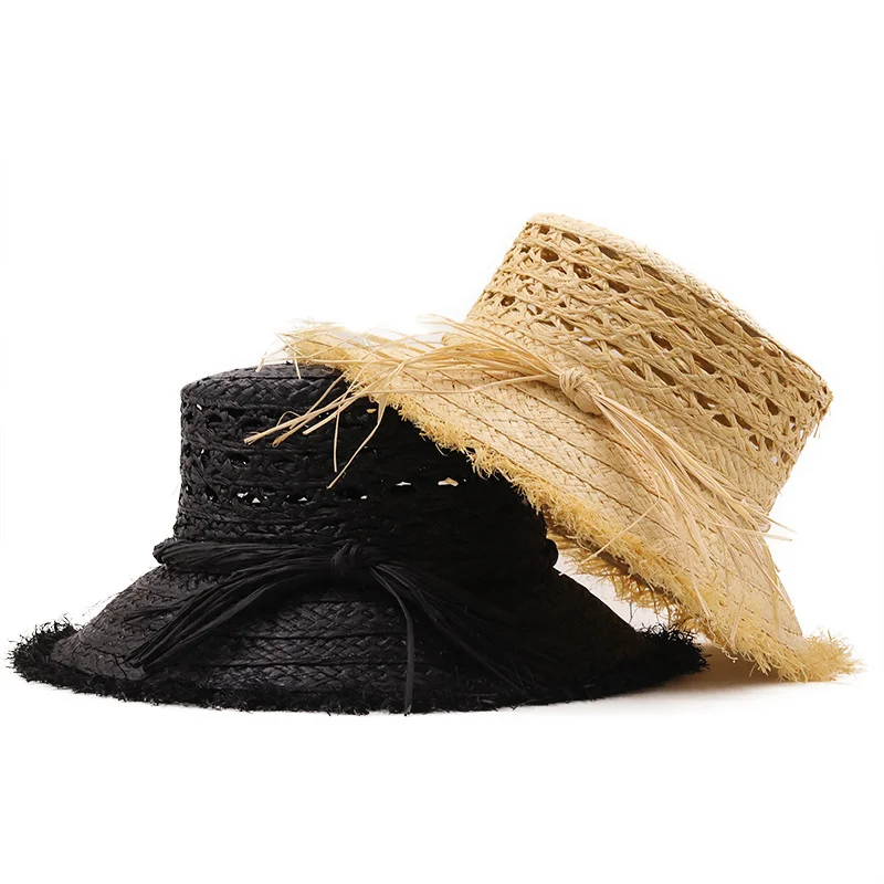 

New Ladies Raffia Hollow Retro Beach Sun Hat for Women Fashion Straw Hat Female Summer Sunshade Outing Basin Fisherman Hat