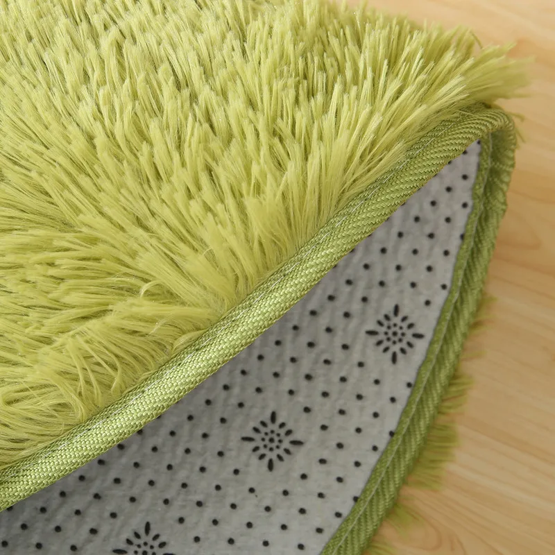 Плюшевый лохматый круглый ковер для гостиной нескользящий коврик пола розовый