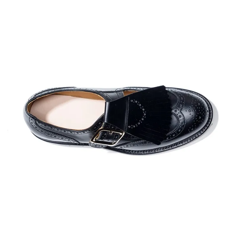 Мужские туфли-Броги из натуральной кожи с круглым носком на толстой платформе |