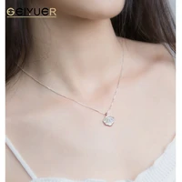 new simple color stone shell necklace 925 sterling silver clavicle chain for women collares pendant party jewelry accessories