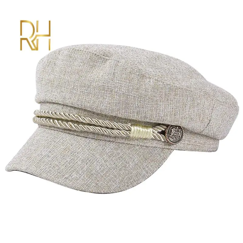 Кепка газетчика для женщин хлопково Льняная восьмиугольная шапка берет в
