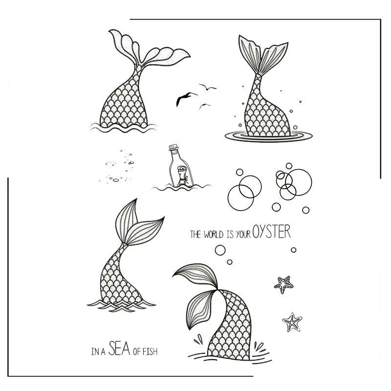 

Mermaid Tail Clear Silicone Stamps Scrapbooking Crafts Decorate Photo Album Embossing Cards Making Clear Stamps New