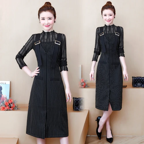 

High Quality Women 2 Sets Clothing With Dress Stripe Woman Suit Plus Size 5xl Ensemble Femme Deux Pieces Conjunto Feminino