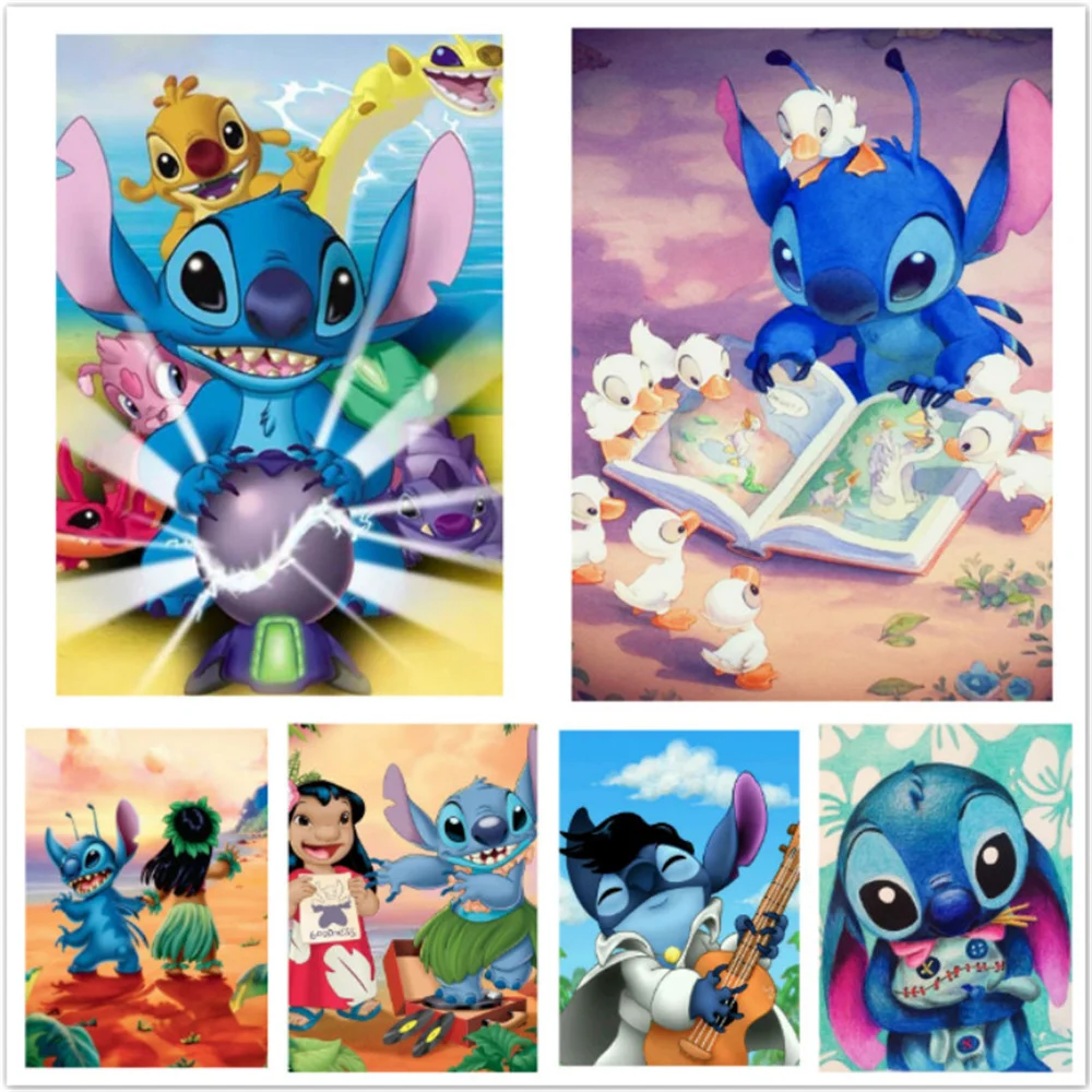 

Disney Cartoon Stitch 5D DIY Diamond Painting Cross Stitch Kits Diamond Embroidery Full SquareRound Mosaic Painting Craft Gift