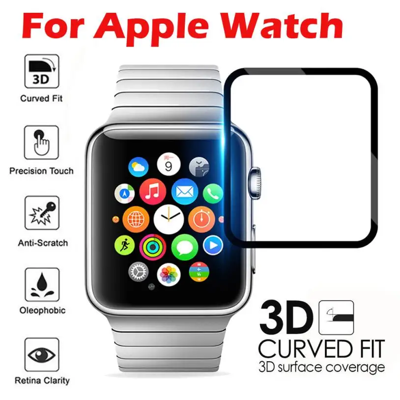 Закаленное стекло для iWatch 50 шт. Защитная пленка Apple Watch 38 мм 42 1/2/3 3D 40 44 с полным
