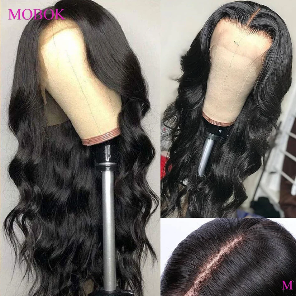 Mobok 360 парик на сетке Remy бразильский Волнистый спереди предварительно выщипанный