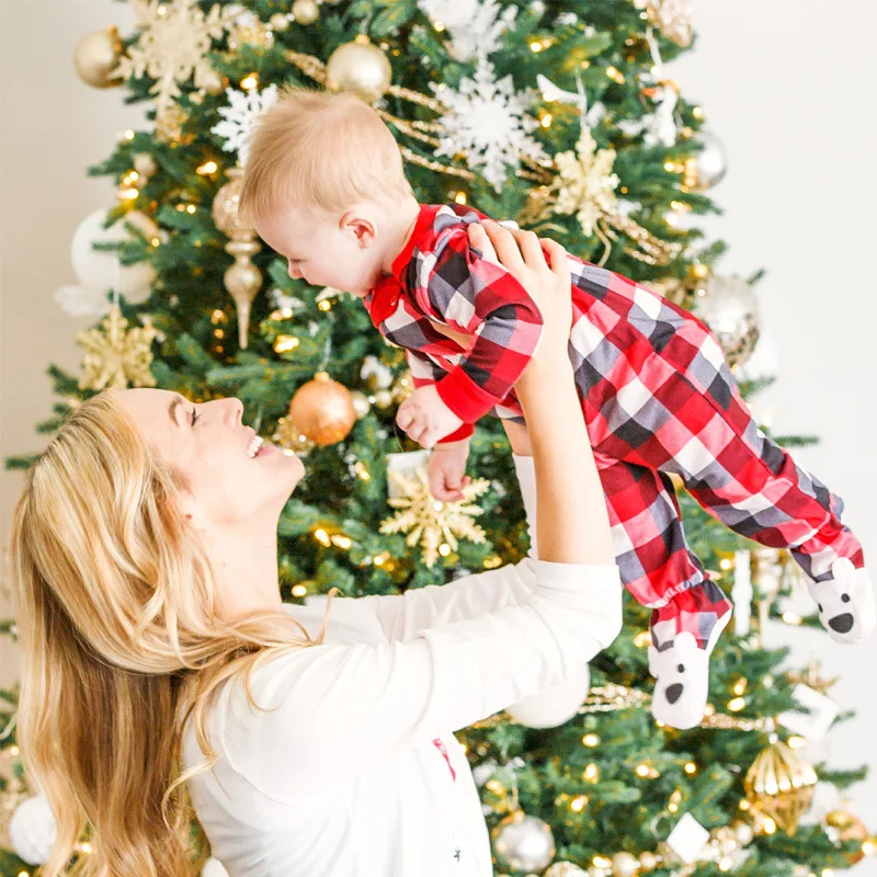 De Navidad conjunto de pijamas a juego de Navidad Madre Padre hija hijo ropa de beb&eacute; familia 2 piezas traje de dormir-1