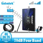 Lintratek 4-полосный 900 1800 2100 2600 B7 850 Усилитель сотового сигнала GSM LTE 2G 3G 4G ретранслятор телефона B20 800 20dBi Yagi