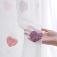 pink heart embroidered tulle curtain for kids girls bedroom cartoon curtain tulle for living room window panel decoration sheer