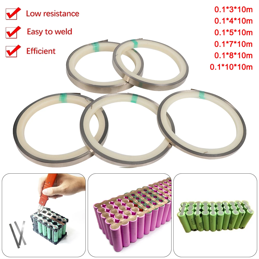 

Nickle Strip 10m 0.1mm 18650 Battery Nickel Plated Steel Strip Connector Spot Welder Machine Supplies Welder Tools Accessories