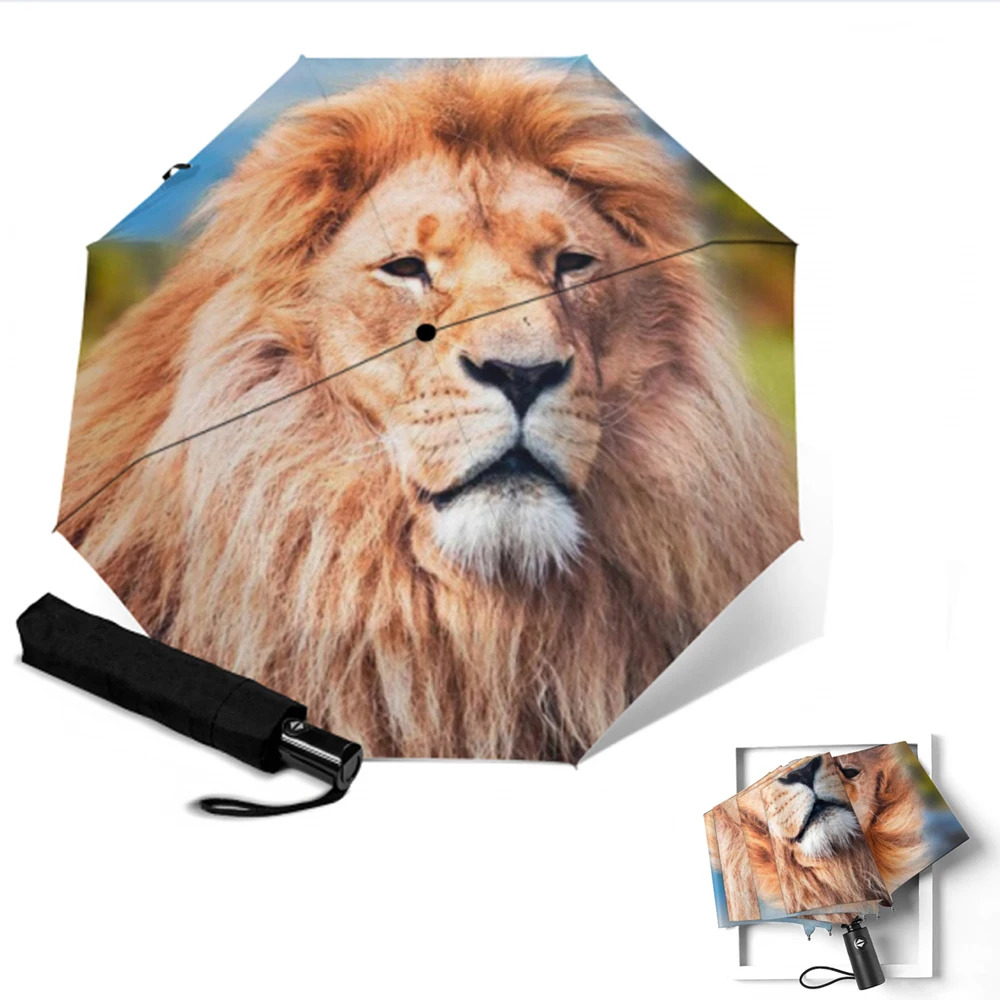 Креативный Зонт с принтом льва 3 Складной полностью автоматический зонт УФ