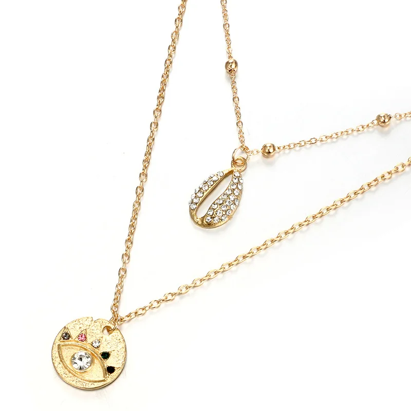 

Personalized Shell Color Eyes Double Pendant Necklace
