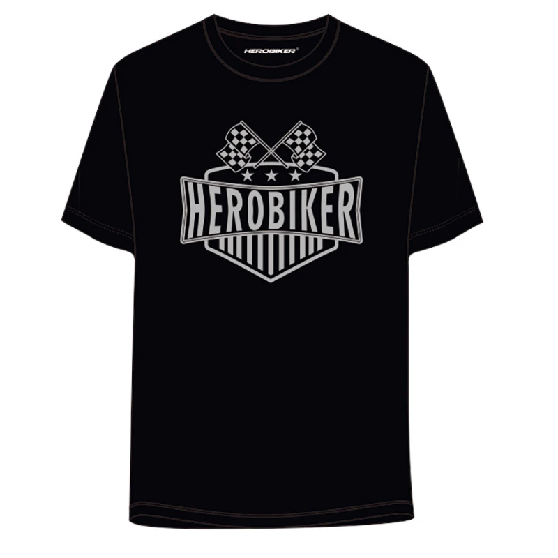 HTS-003BK HEROBIKER мотоциклетная футболка Летняя мужская мото короткая футболка мотоциклетная гоночная Спортивная футболка модная быстросохнущая футболка черный серый - Цвет: HTS-003BK
