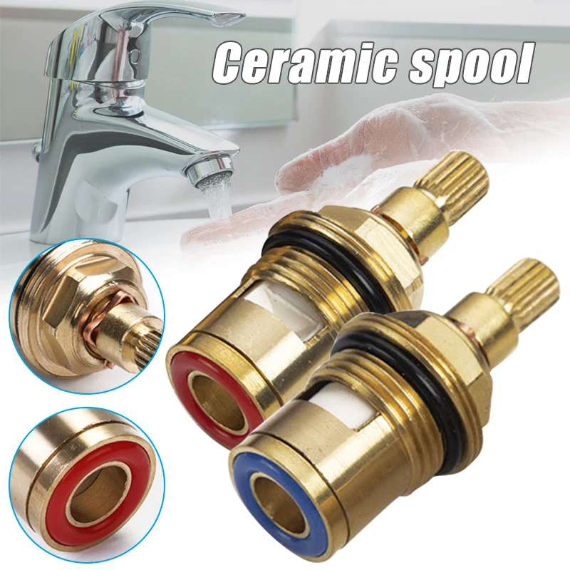 

2 Pcs Replacement Tap Valves Ceramic Disc Gland Brass 20 Teeth 1/2 Inch Accessories INTE99