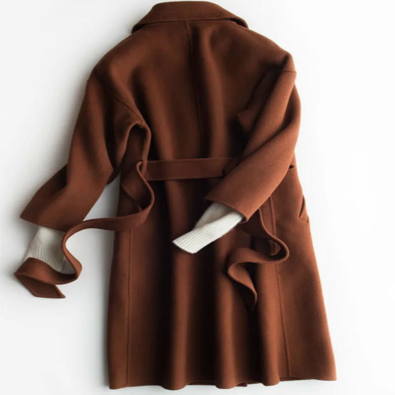 Женское длинное кашемировое пальто элегантная зимняя кашемировая куртка с