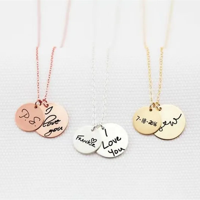 

Персонализированные индивидуально выгравироанные надписи на Начальная буква название диска ожерелье ювелирные изделия нержавеющей стали...