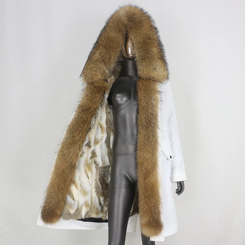 Женская парка с мехом енота на капюшоне BLUENESSFAIR длинная непромокаемая воротником