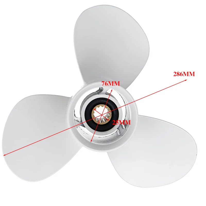 

11 1/4 x 14 Boat Outboard Propeller For Yamaha 25-60HP 663-45958-01-EL Marine Propeller 13 Spline Tooth White Aluminum