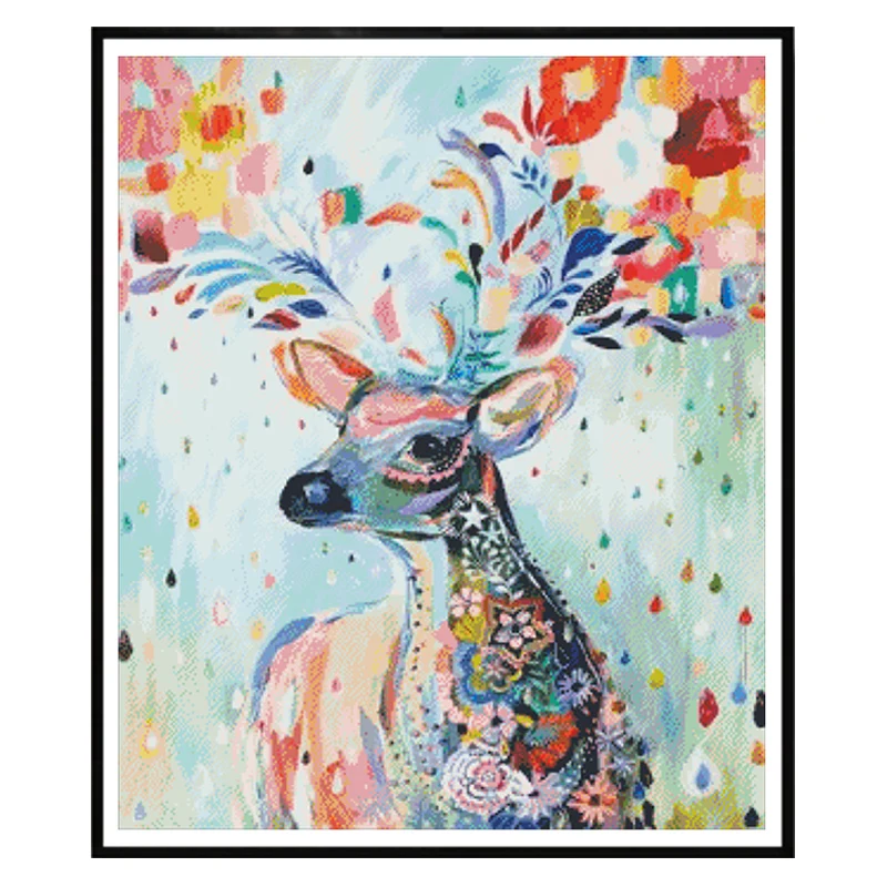 Красочные олененые наборы для вышивки крестиком печатные 11CT 14CT DIY ручной работы