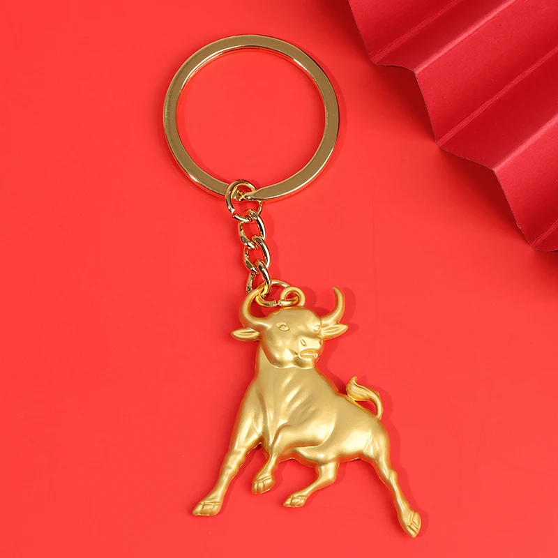 

2021 Chinese Ox Year Lucky Pendant Keychain Propitious Gifts Hanging Trinkets Cattle Car Key Chain Lucky Keyring Accessories