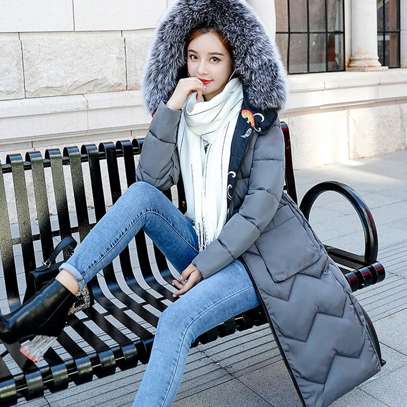 

Зимняя женская куртка с меховым воротником, парка с капюшоном, повседневное пальто, зимняя верхняя одежда, модная новинка 2023, женское хлопко...