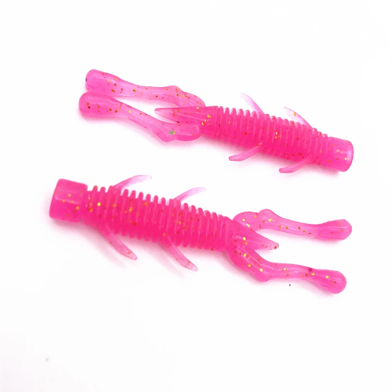 15Pcs*56mm/1.3g TPR Soft Lure Rock Fishing Floating Shrimp Bait Bass Trout Lure Pike Minnow Jigging Worm Bait Earthworm Pesca