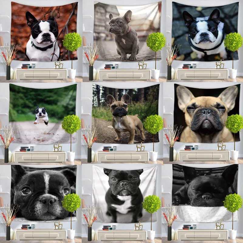 

Elephant Painting Animal Pug Dog Wall Hanging Tapestry Living Room Home Decoration Wall Hanging Decor for Living Room Bedroom