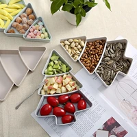 creative christmas tree shape living room candy snacks nuts seeds dry fruits plastic plates dishes bowl breakfast creative tray