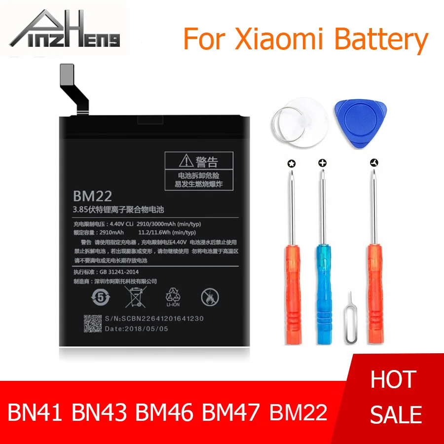 PINZHENG BN41 BN43 BM46 BM47 BM22 батарея для Xiaomi Redmi Note 4 4X 3 Pro 3S 3X Mi5 M5 Mi 5 bateria|Аккумуляторы