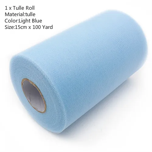 100Yard Light blue Фатиновая юбка-пачка в рулоне, 15 см, 100 ярдов, сделай сам подарочная упаковка для дня рождения, вечеринки, Рождества, свадьбы, для детей - Color: 100Yard Light blue