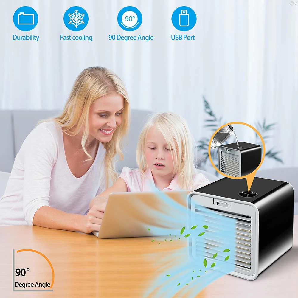 

Convenient New Mini Portable Air Conditioner Humidifier Air Cooler Space Easy Cool Purifies Big Wind Fan for Home Office Desk