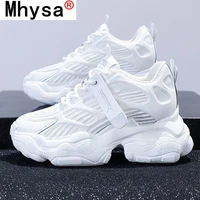 2021 women chunky sneakers fashion spring new platform shoes woman breathable mesh white sneakers lace up women casual shoes