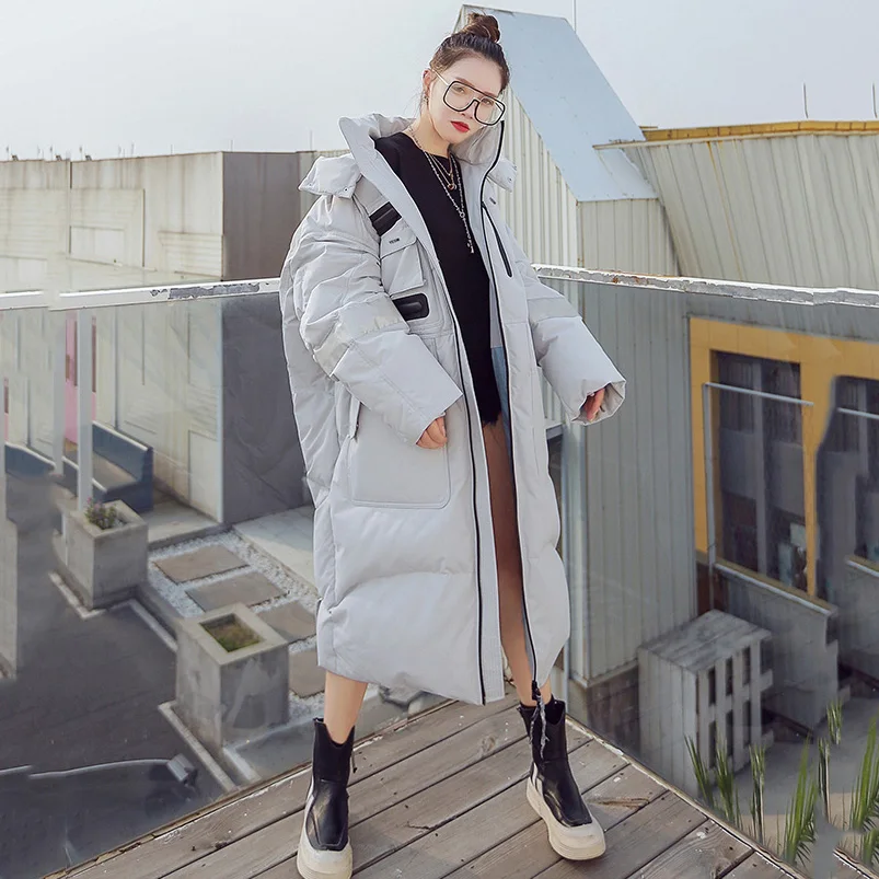 Пуховик женский зимний длинный с капюшоном свободный теплый 2021 | Женская одежда