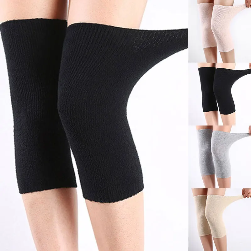 

1 Pair Knee Support Protector Leg Arthritis Injury Gym Sleeve Elasticated Bandage Knee Pad Charcoal Knitted Kneepads Warm