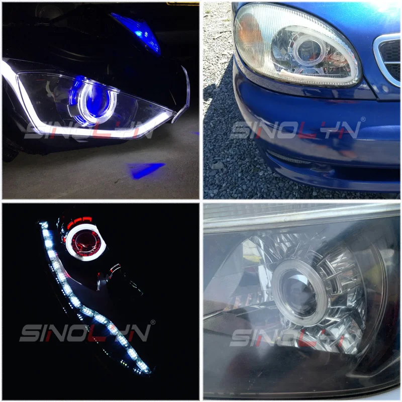 Sinolyn H7 H4 Фары линзы биксенон полный комплект Двойной ангельские глазки HID проектор линзы для автомобилей Аксессуары тюнинг использование H1 ксенон