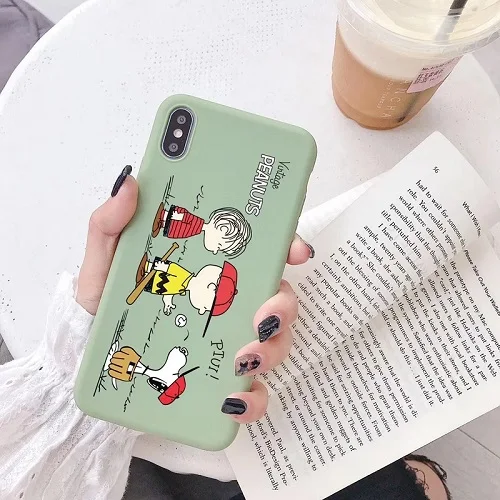 J PEANUTS мультфильм Charlie коричневый и собака мягкий чехол для телефона для Iphone11 11pro 6 6S 7 8 Plus X Xs Xr Max матовый карамельный чехол capas funda - Цвет: J