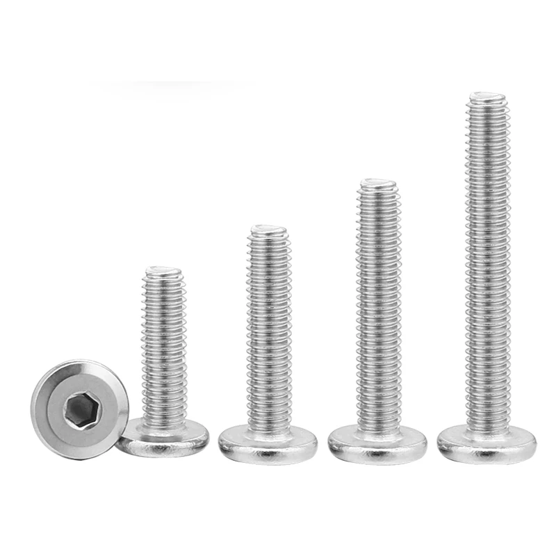 10pcs/lot 304 Stainless Steel Large Flat Hex Hexagon Socket Head Allen Screw M3 M4 M5 M6 M8 Furniture Screw Connector Joint Bolt