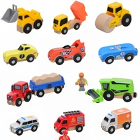wooden cars vehicles set deluxe toys for kids toddler boys and girls compatible to wooden railway tracks and major brands