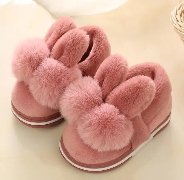 Детские зимние домашние тапочки с бантом детские для маленьких девочек