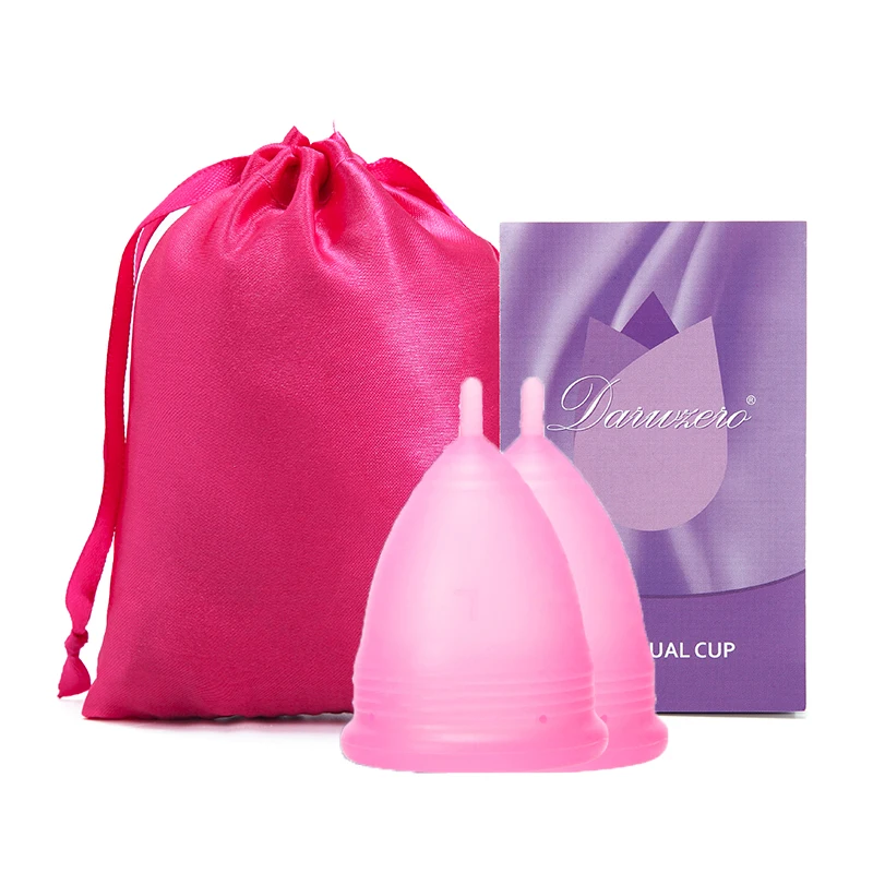 2Pcs-1Clothbag-Pink Превосходная женская гигиеническая менструальная чашка, медицинская силиконовая менструальная чашка, многоразовая менструальная чашка для женщин и женщин, менструальная копа - Цвет: 2Pcs-1Clothbag-Pink