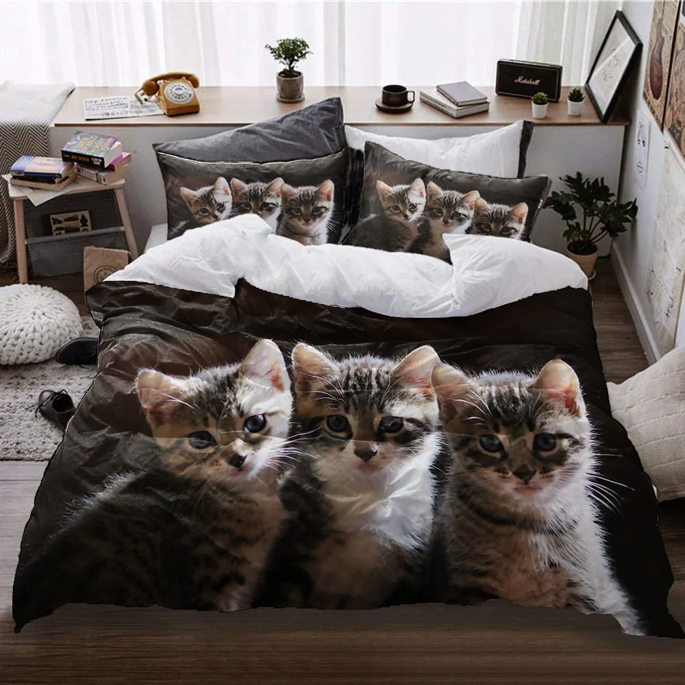Набор с трехмерным рисунком кота декоративный пододеяльник наволочкой размеры