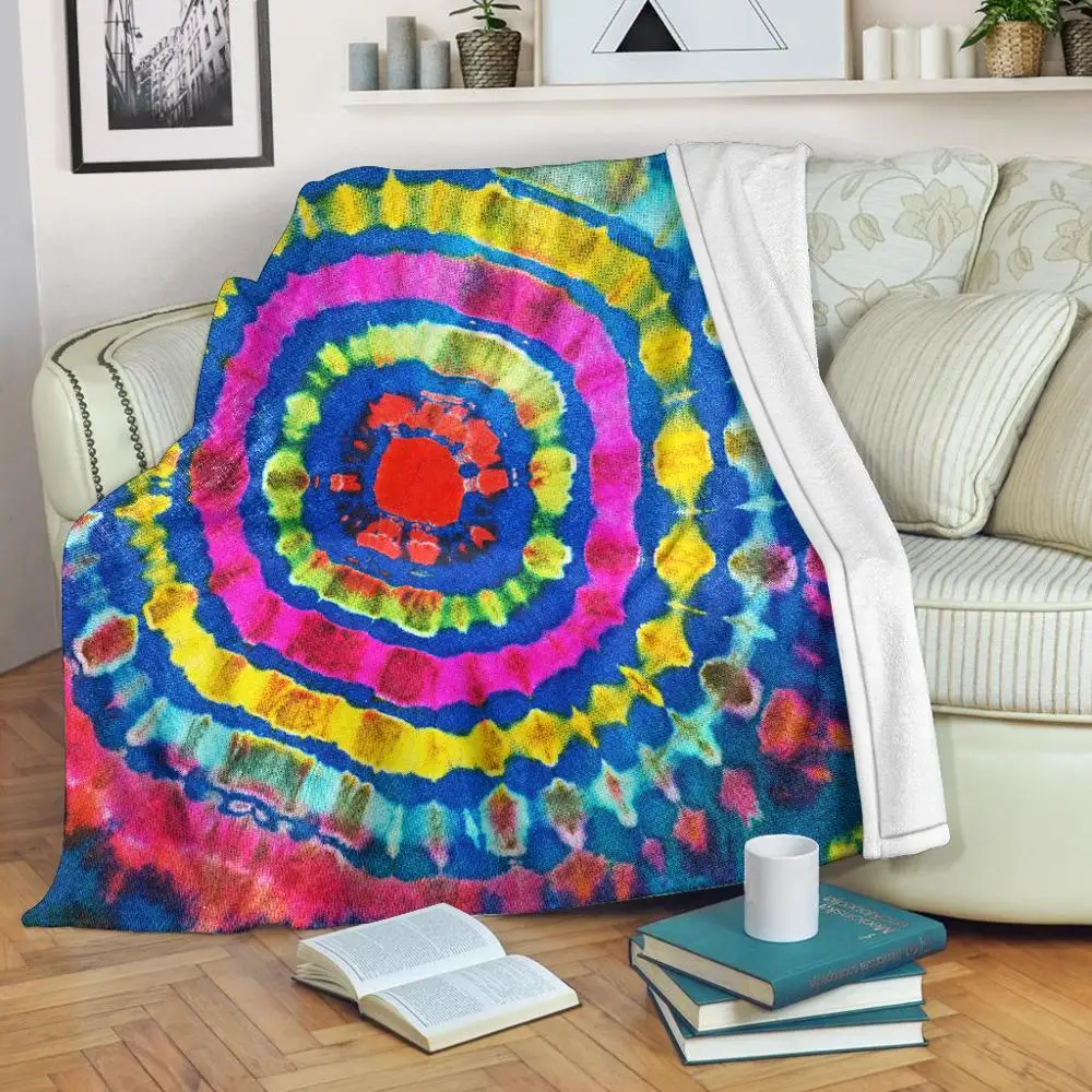 

HUGSIDEA милое дизайнерское плюшевое стеганое одеяло с принтом в виде галстука-красителя для дома и спальни, покрывало для кровати, детское теп...