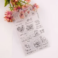 1pc little rabbit vase transparent clear silicone stamp seal diy scrapbooking rubber stamping coloring diary decoration reusable